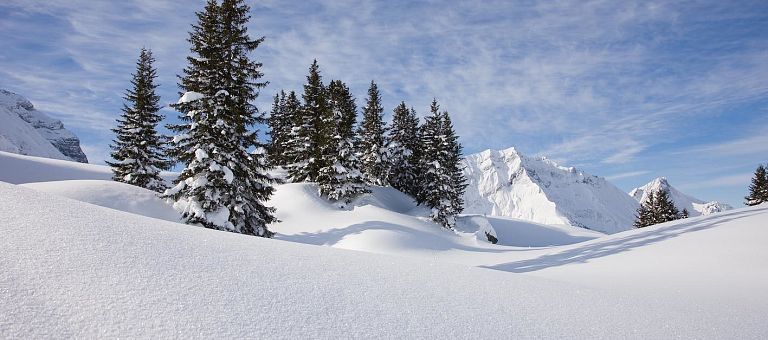 Malerische Winterlandschaft  bei traumhaftem Wetter in Warth am Arlberg